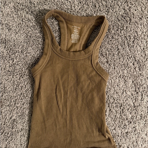 Intimately Free Free People Size M/L Ribbed Brown Racerback Tank Top, Cropped - Picture 1 of 4